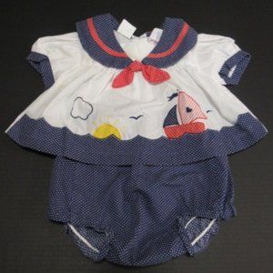 Baby Girl Red, White, and Navy Sailor Outfit